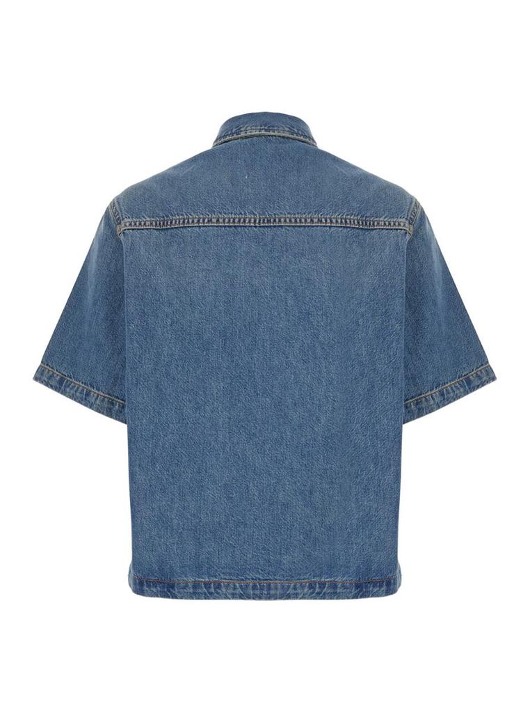 HAIKURE 'Olive' Blue Crop Shirt With Patch Pocket On The Chest In Denim Woman