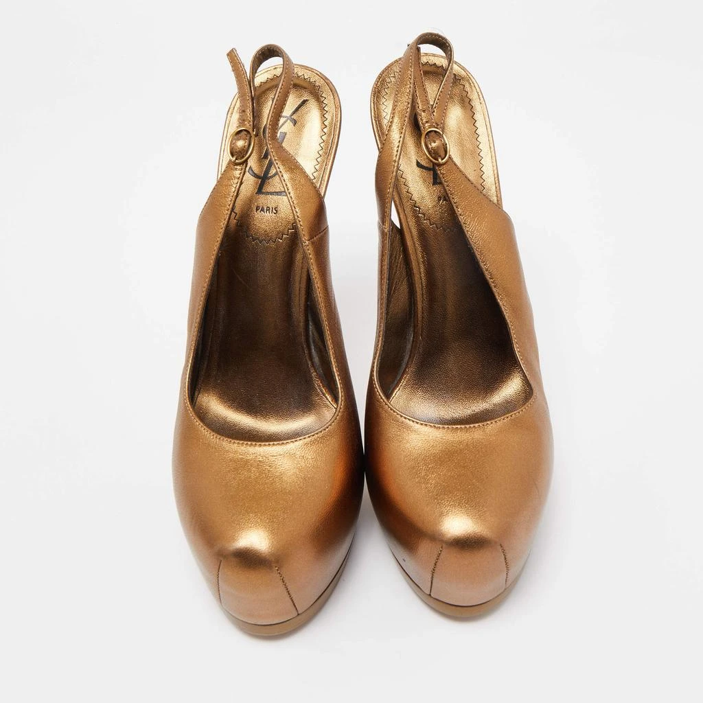 Yves Saint Laurent Saint Laurent Metallic Leather Tribtoo Slingback Pumps Size 38.5 3
