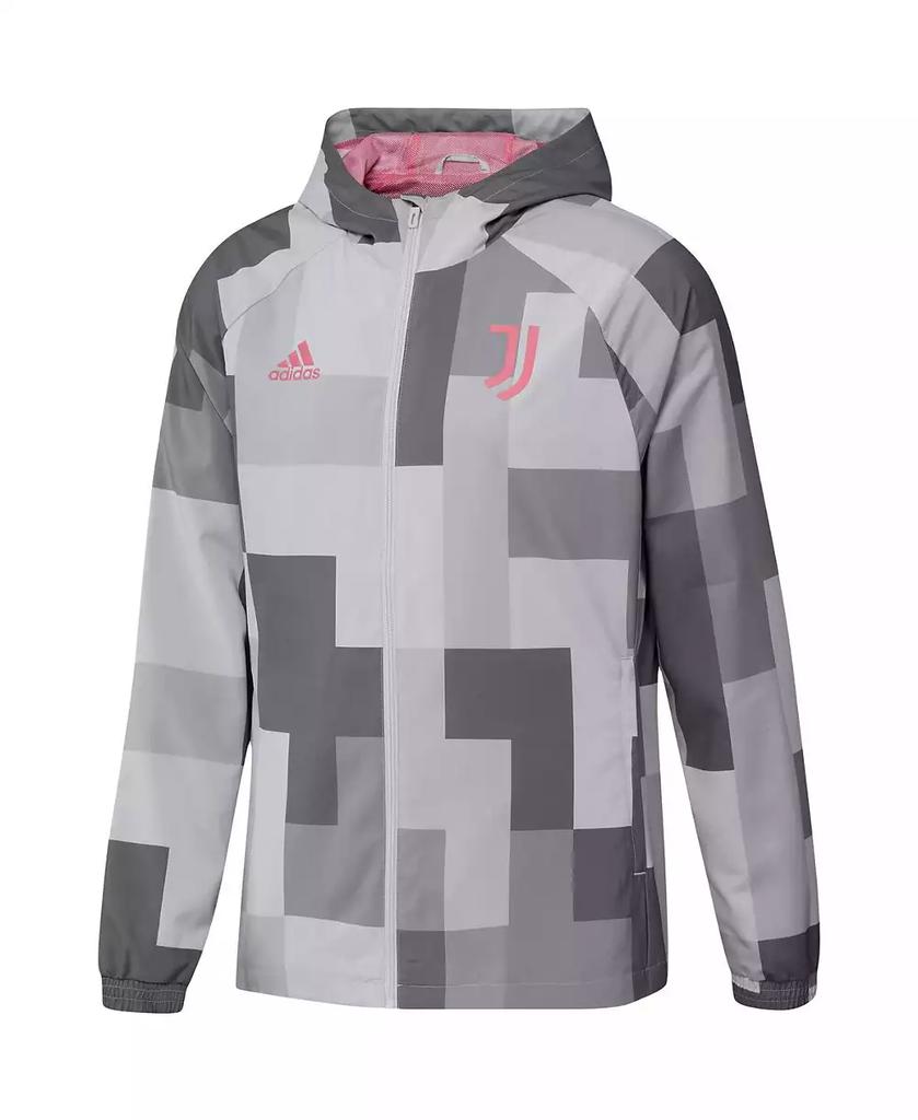 Adidas Men's Gray Juventus Graphic Raglan Full-Zip Windbreaker Jacket