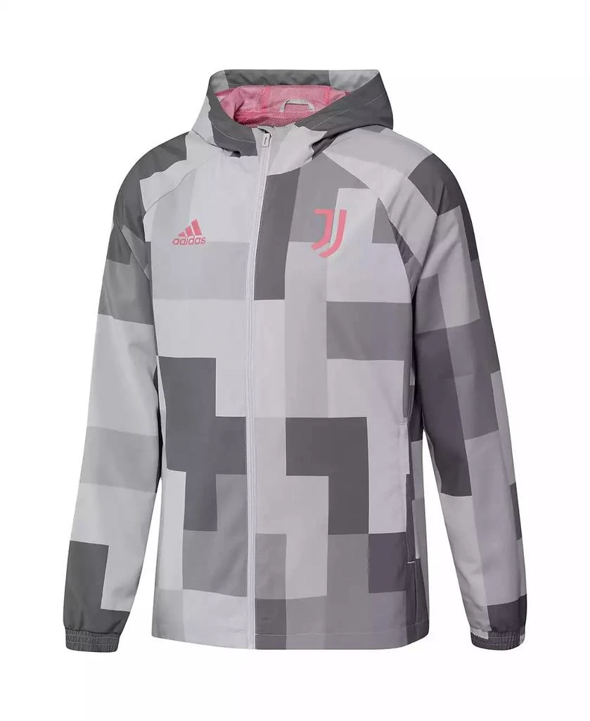 adidas Men's Gray Juventus Graphic Raglan Full-Zip Windbreaker Jacket 2