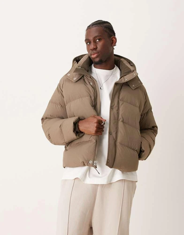 Abercrombie & Fitch Abercrombie & Fitch ultra hooded puffer jacket in beige 1