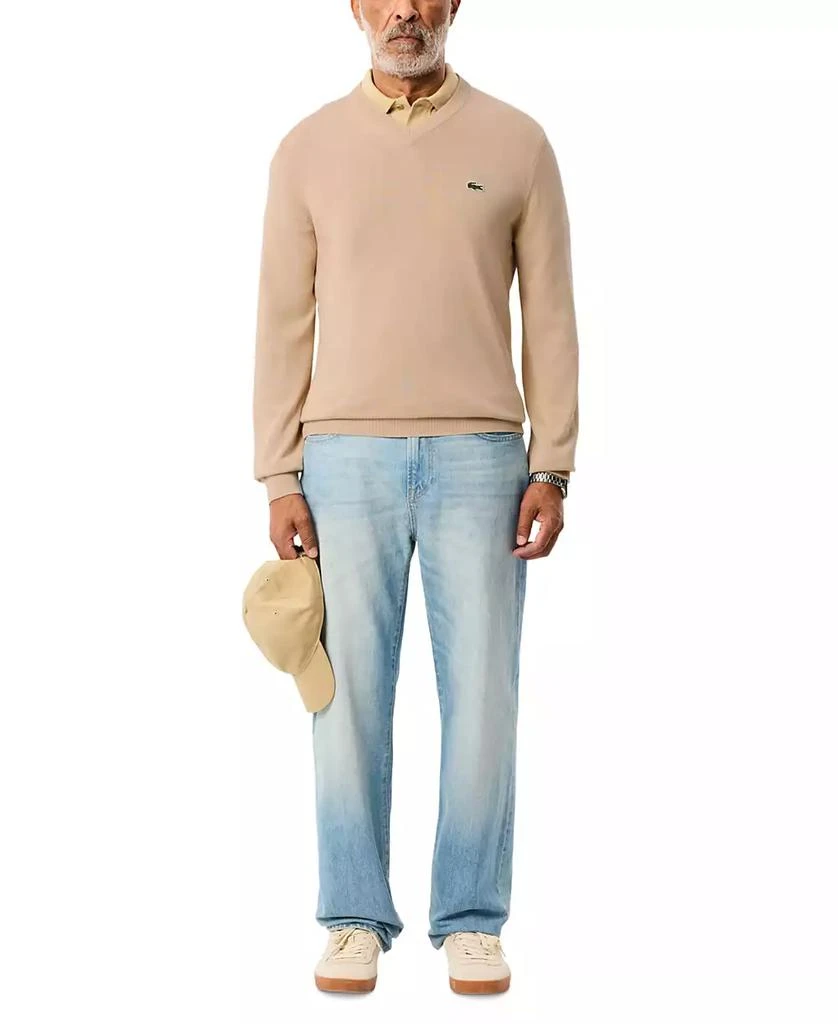 Lacoste Men's Regular-Fit Solid V-Neck Sweater 4
