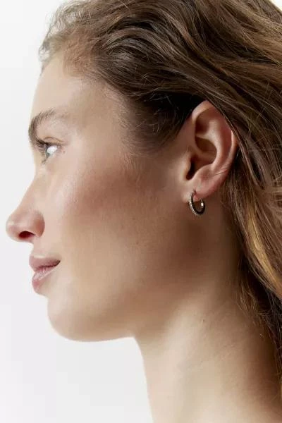 Urban Outfitters 14k Gold &  White Gold Plated Rhinestone Hoop Earring 1