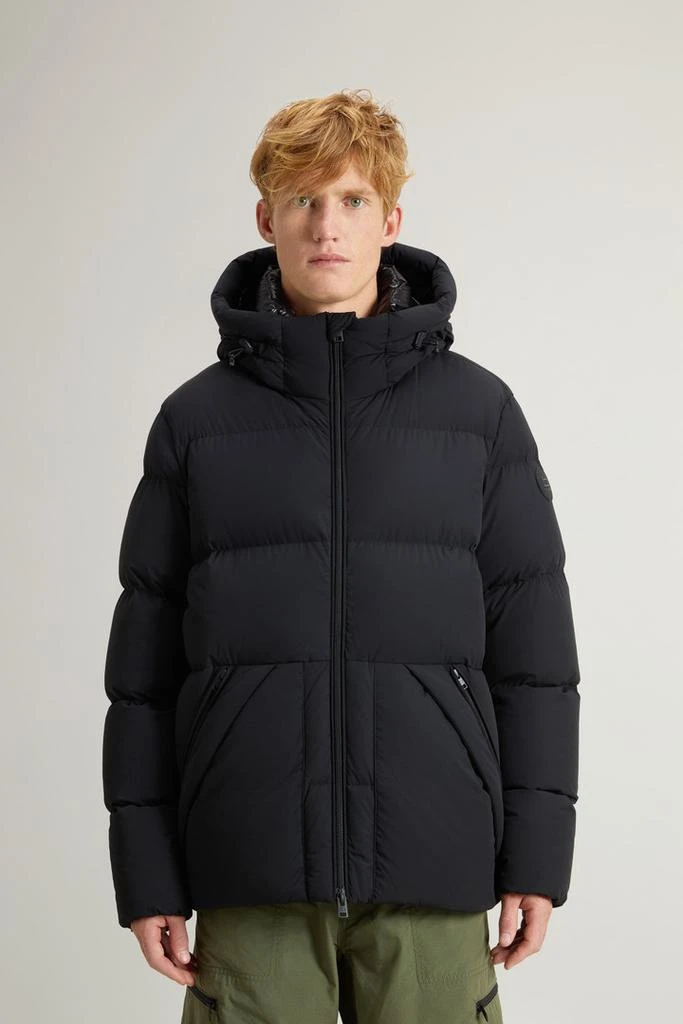 Woolrich Sierra Supreme Down Jacket in Stretch Nylon - Men - Black 1