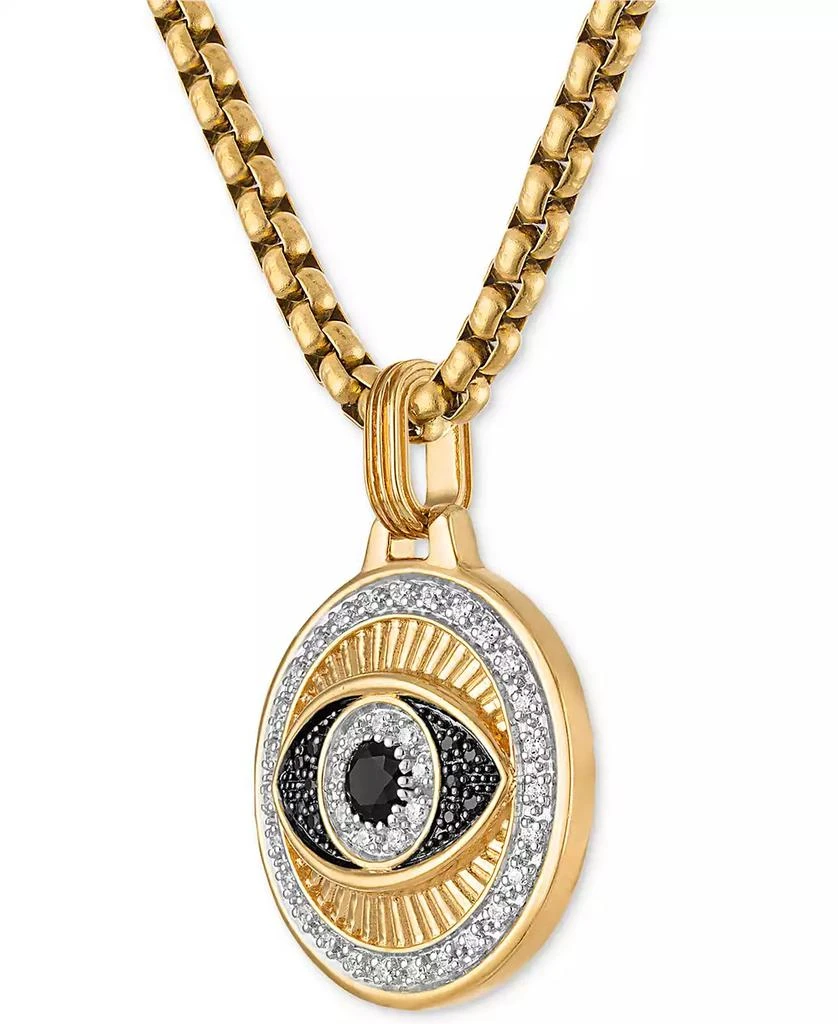 Esquire Men's Jewelry Lab-Created Blue Sapphire (1/4 ct. t.w.) & Diamond (1/4 ct. t.w.) Evil Eye 22" Pendant in 14k Gold Plated Sterling Silver, Exclusively at Macy's 3