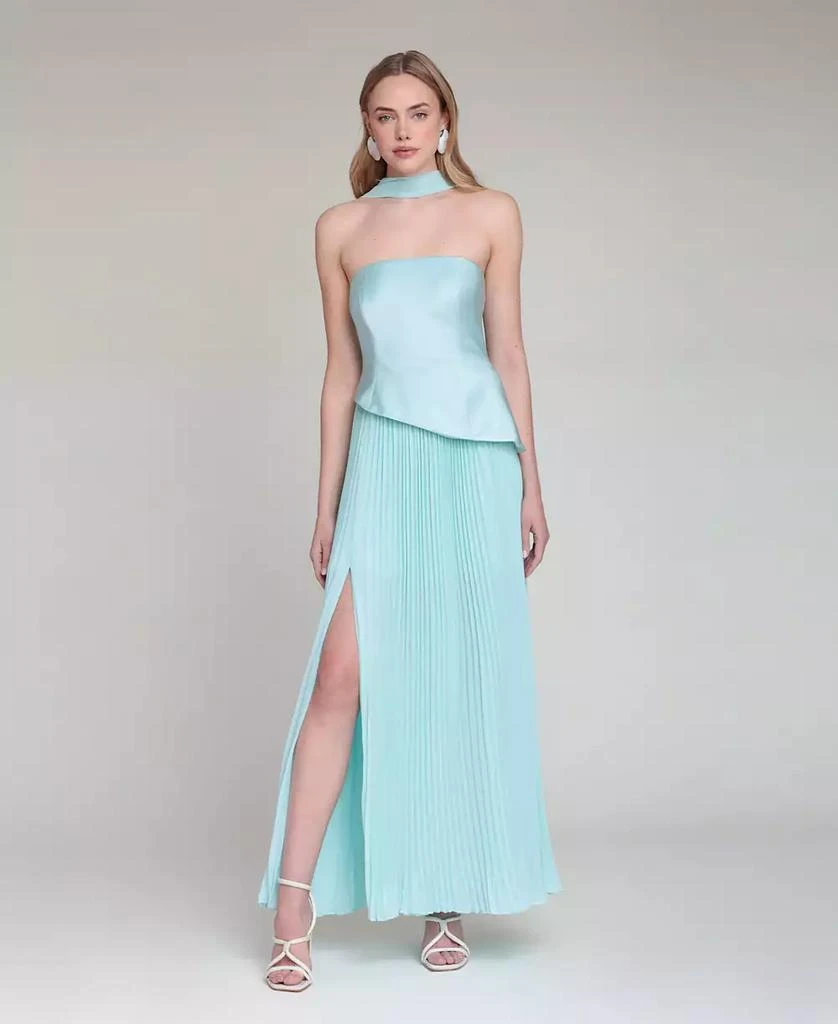 white christmas dresses Sky Blue Floral Eyelet Sleeveless Cotton Maxi Dress