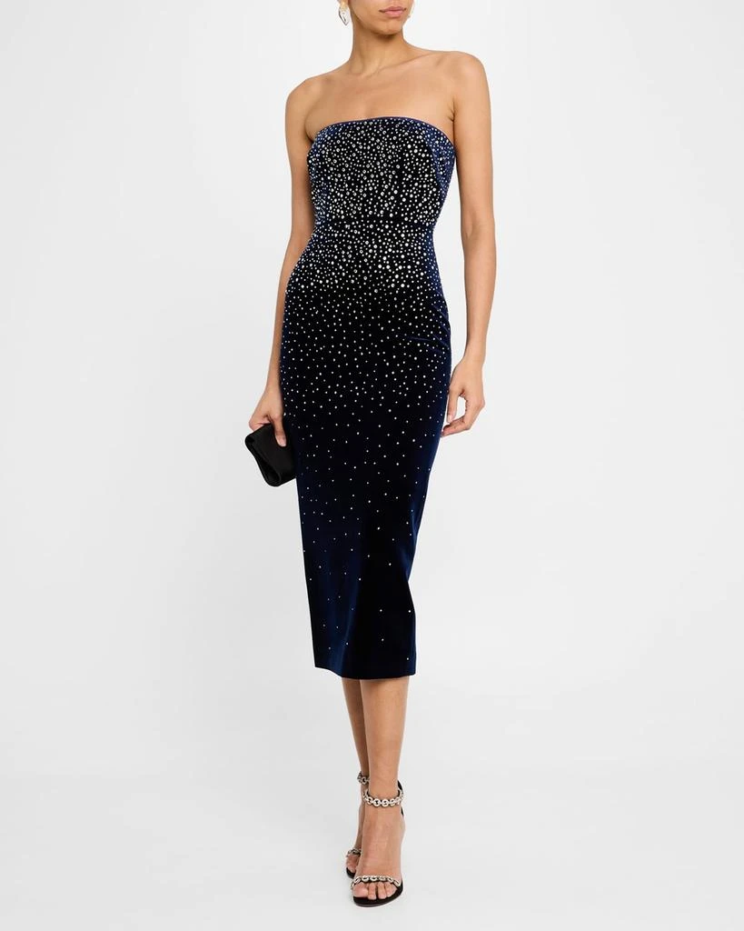 Alex Perry Strapless Crystal Velvet Midi Dress 2