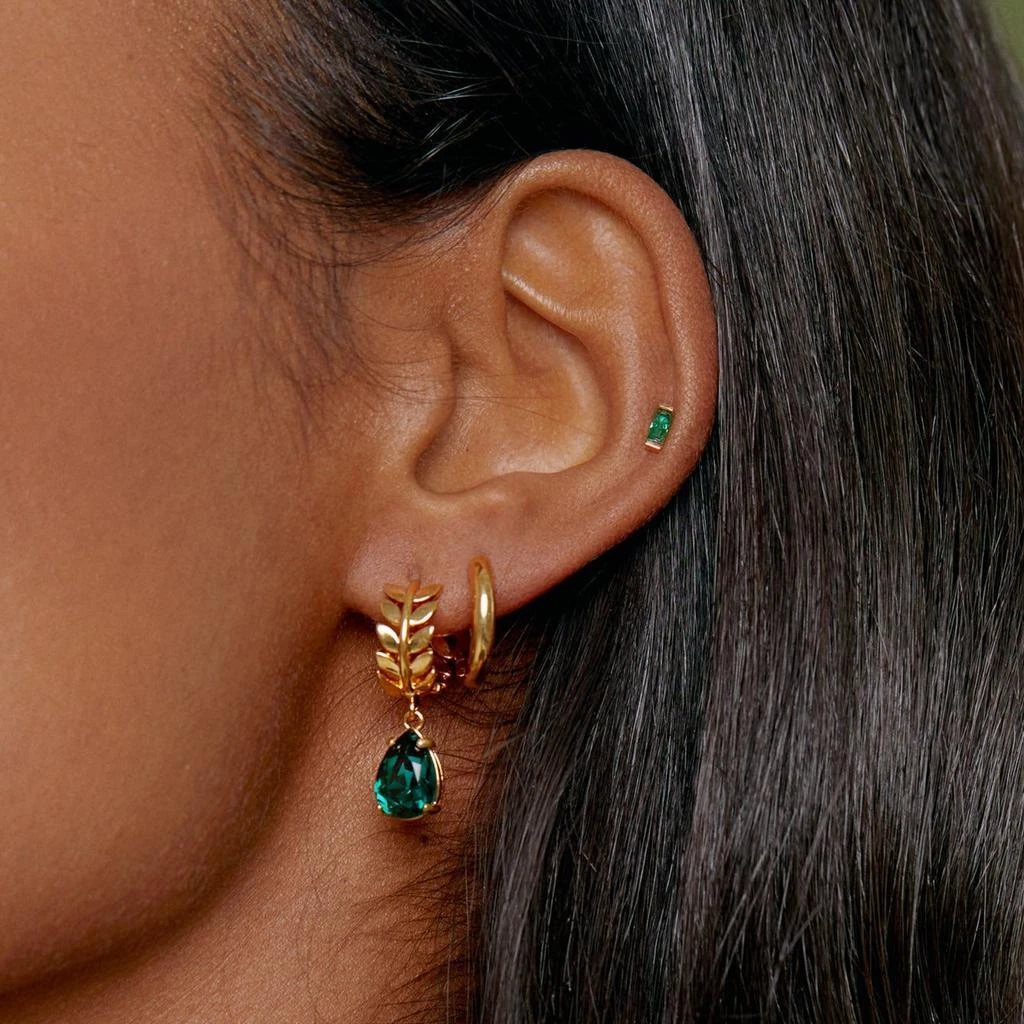 Orelia London Emerald Baguette Labret Stud 2