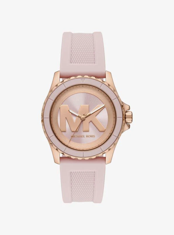 Michael Kors Oversized Everest Rose Gold-Tone and Silicone Watch 1