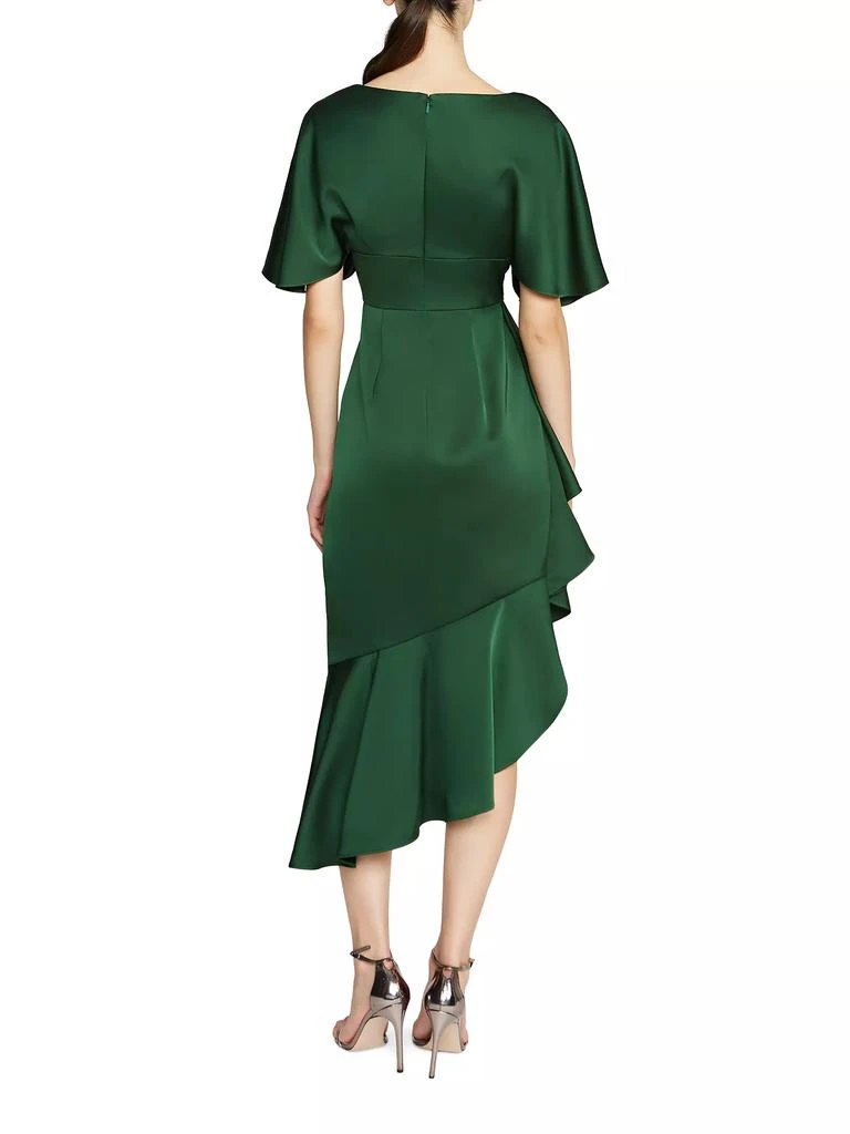 Theia Gwen Satin Gathered Midi-Dress 5
