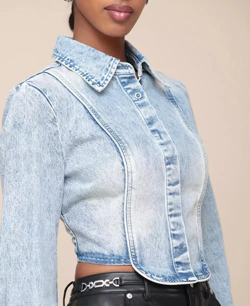 Avec Les Filles Women's Tuxedo Long-Sleeve Denim Shirt 4