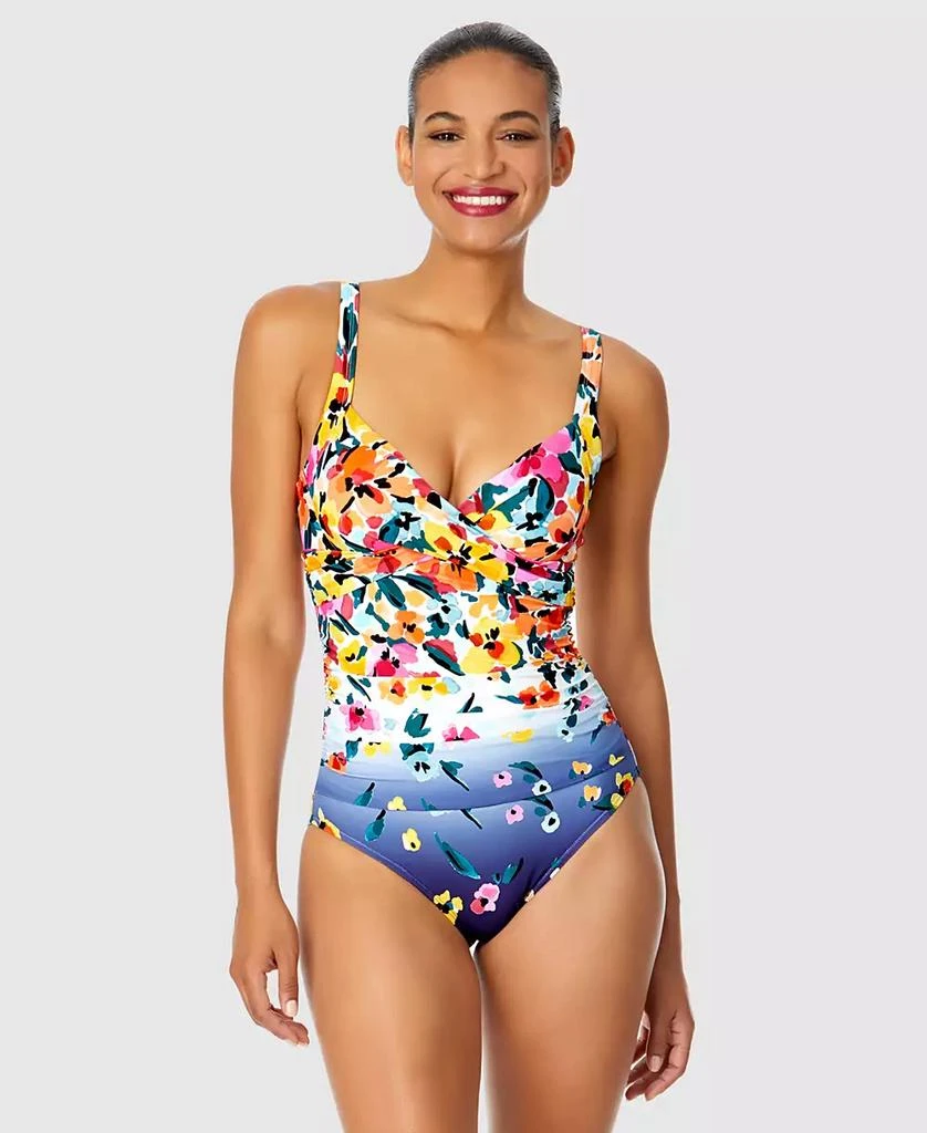 Anne Cole Women's Floral-Print Draped Underwire One-Piece Swimsuit 3