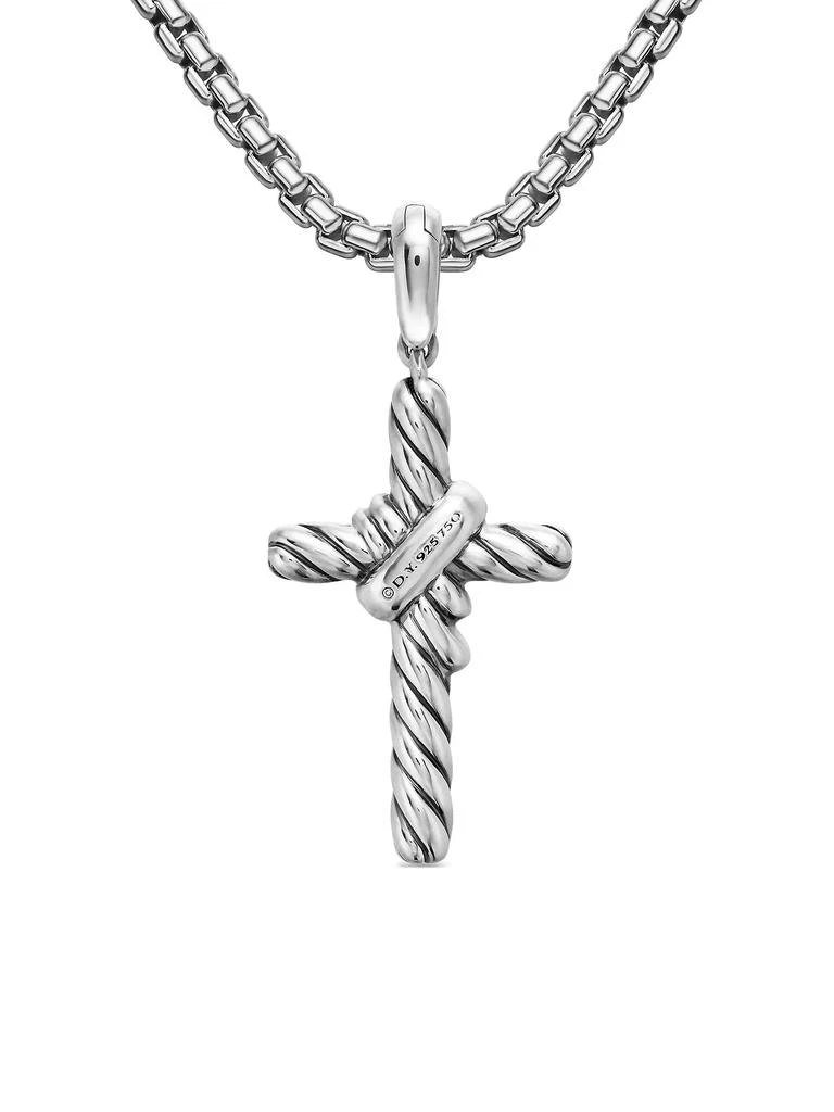 David Yurman X Cross Pendant in Sterling Silver with 18K Yellow Gold and Diamonds, 32mm 5