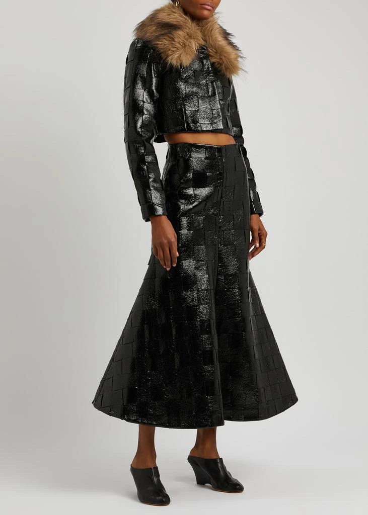 A.W.A.K.E MODE Woven patent faux leather maxi skirt  4