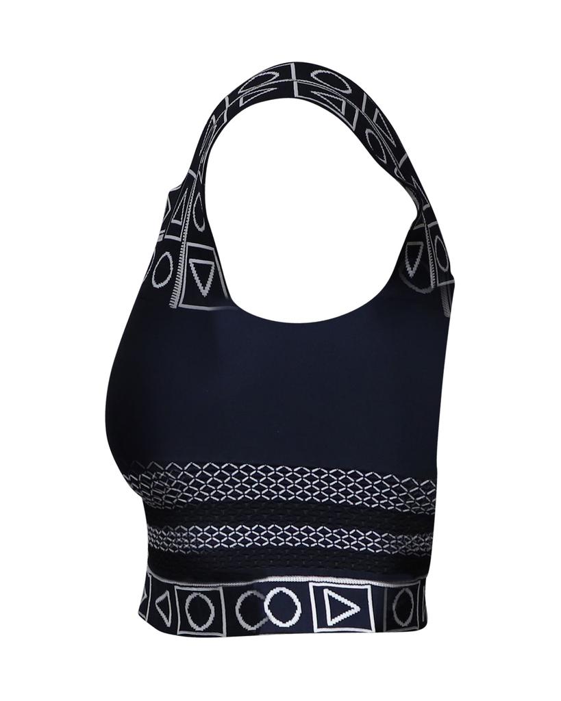 PETER PILOTTO Geometric Print Sleeveless Cropped Top in Navy Blue Viscose