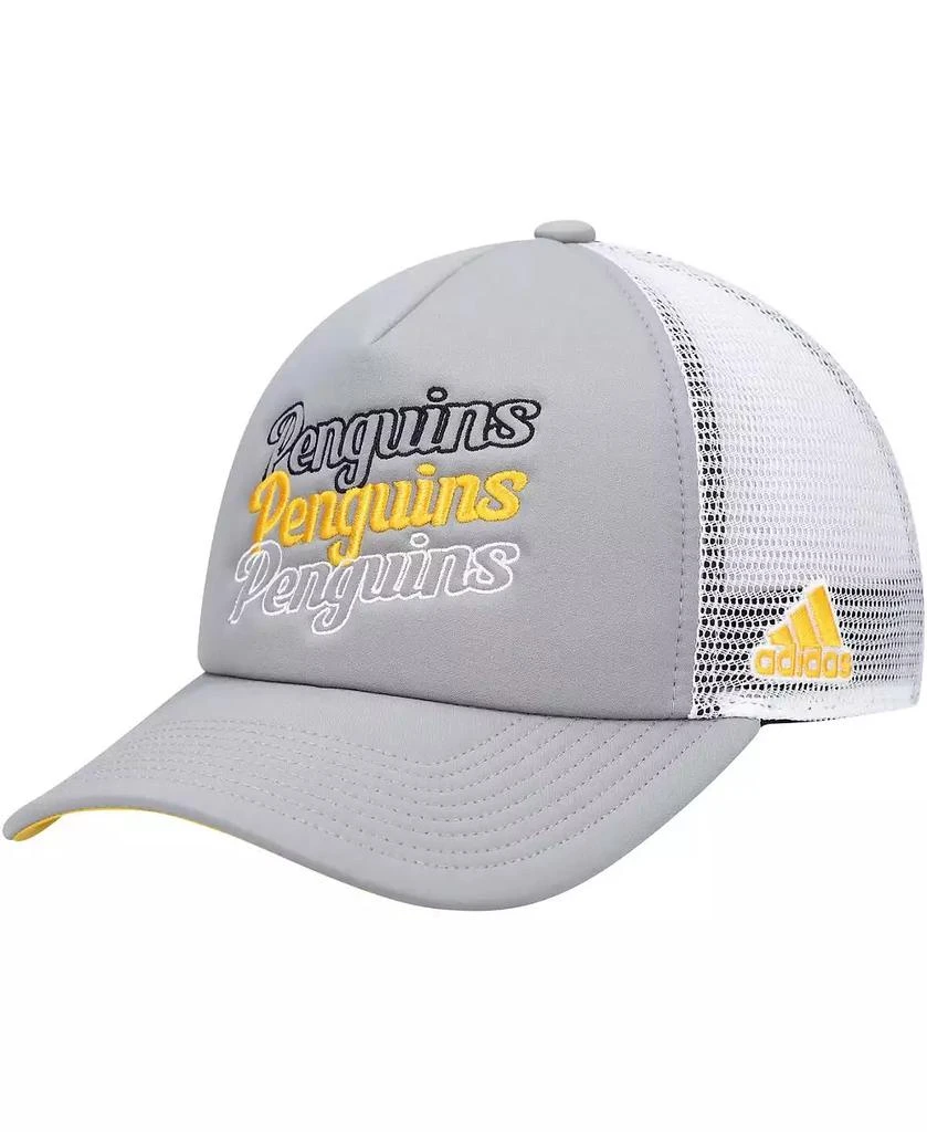 Adidas Women's Gray, White Pittsburgh Penguins Foam Trucker Snapback Hat 2