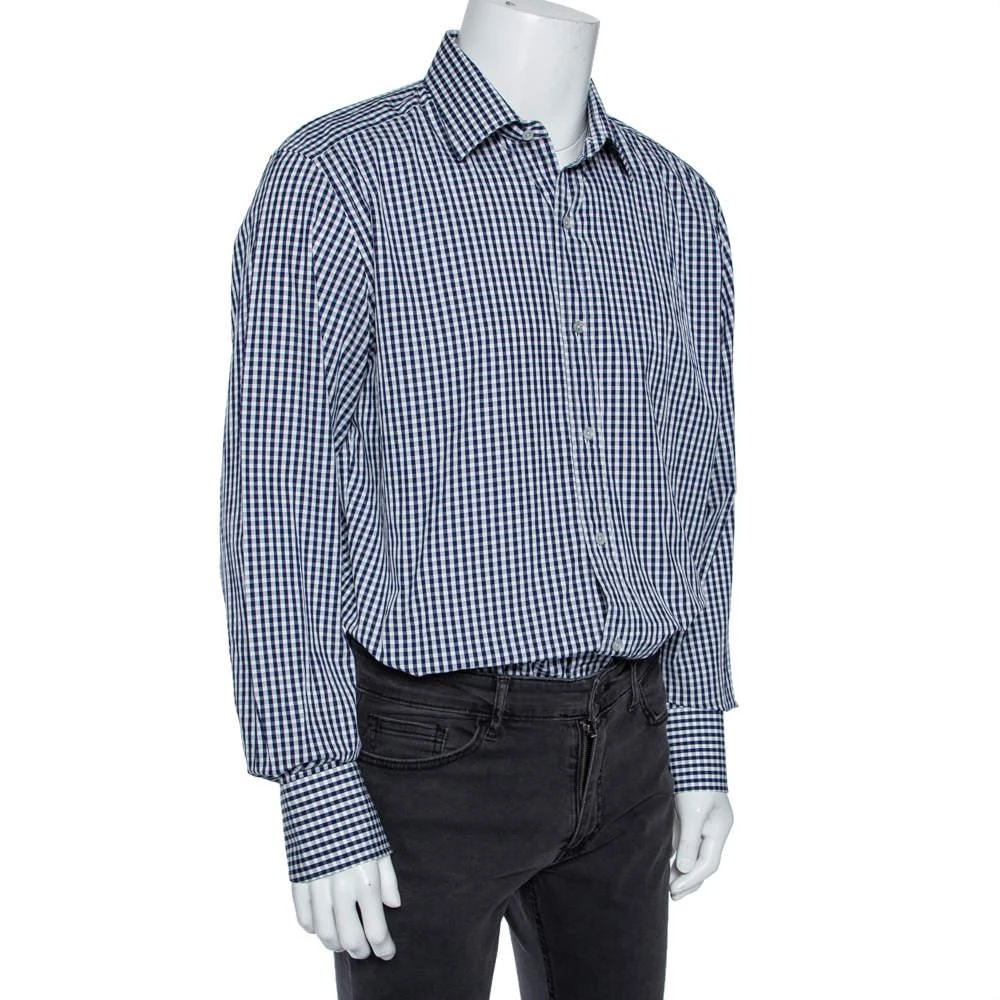 Tom Ford Tom Ford Blue Gingham Check Cotton Shirt XXXL 2