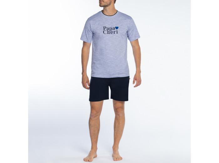 Dodo Pyjashort homme PAPA CHERI bleu clair/imprimé