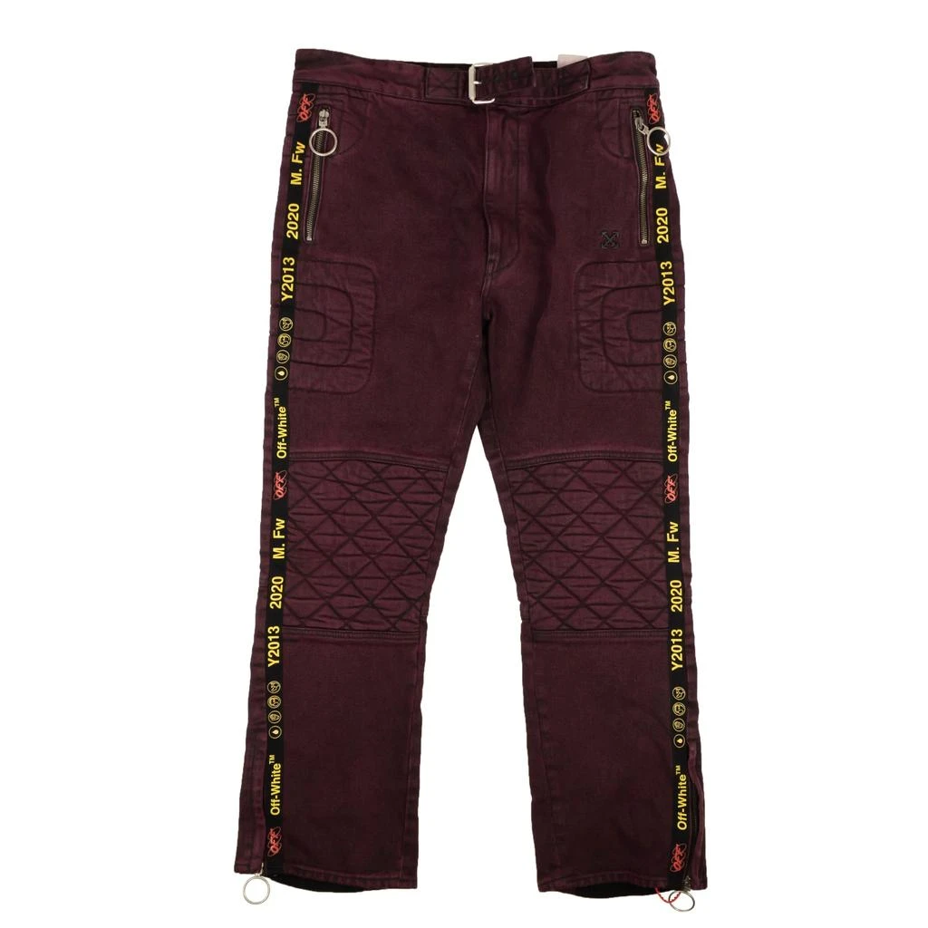 Off-White Maroon Logo 5 Pocket Jeans 1