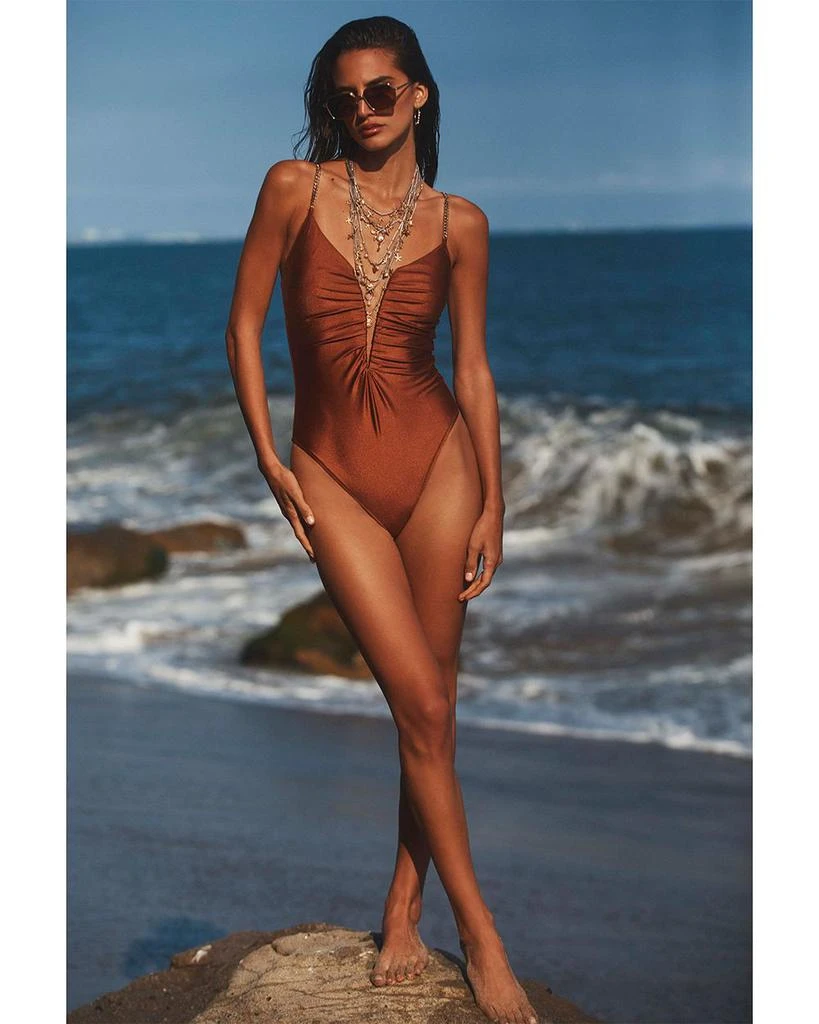 L
Agence Lilou Shimmer V Wire Plunge One Piece Swimsuit 2