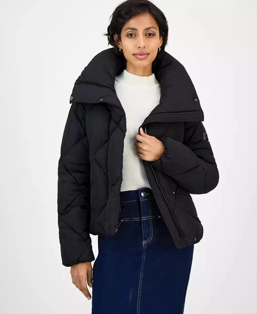 BCBG Women's Short Diamond Puffer Coat