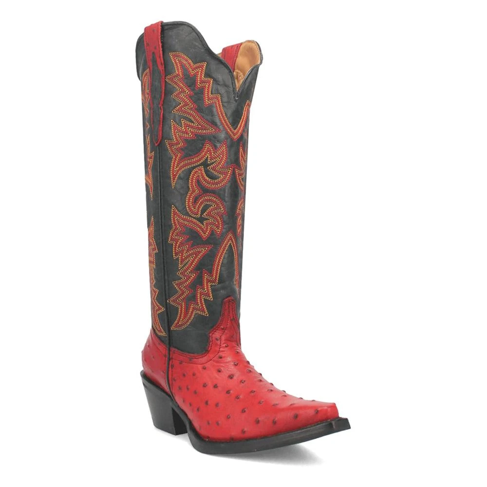 Dingo Selene Ostrich Print Snip Toe Cowboy Boots 2