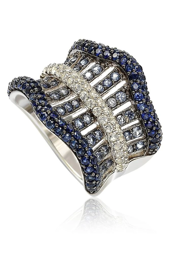 Suzy Levian Sterling Silver 
Sapphire Gladiator Ring