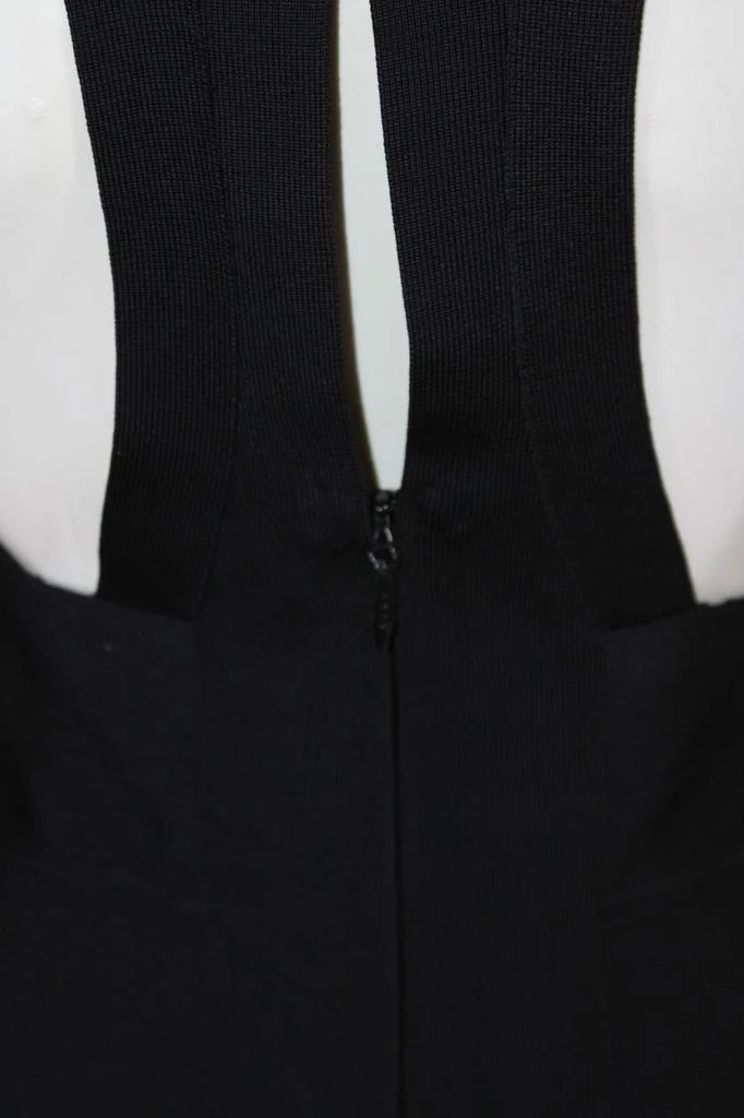 Herve Leger Herve Leger Womens V-Neck Zip Up Strappy Bandage Bodycon Dress Black 4