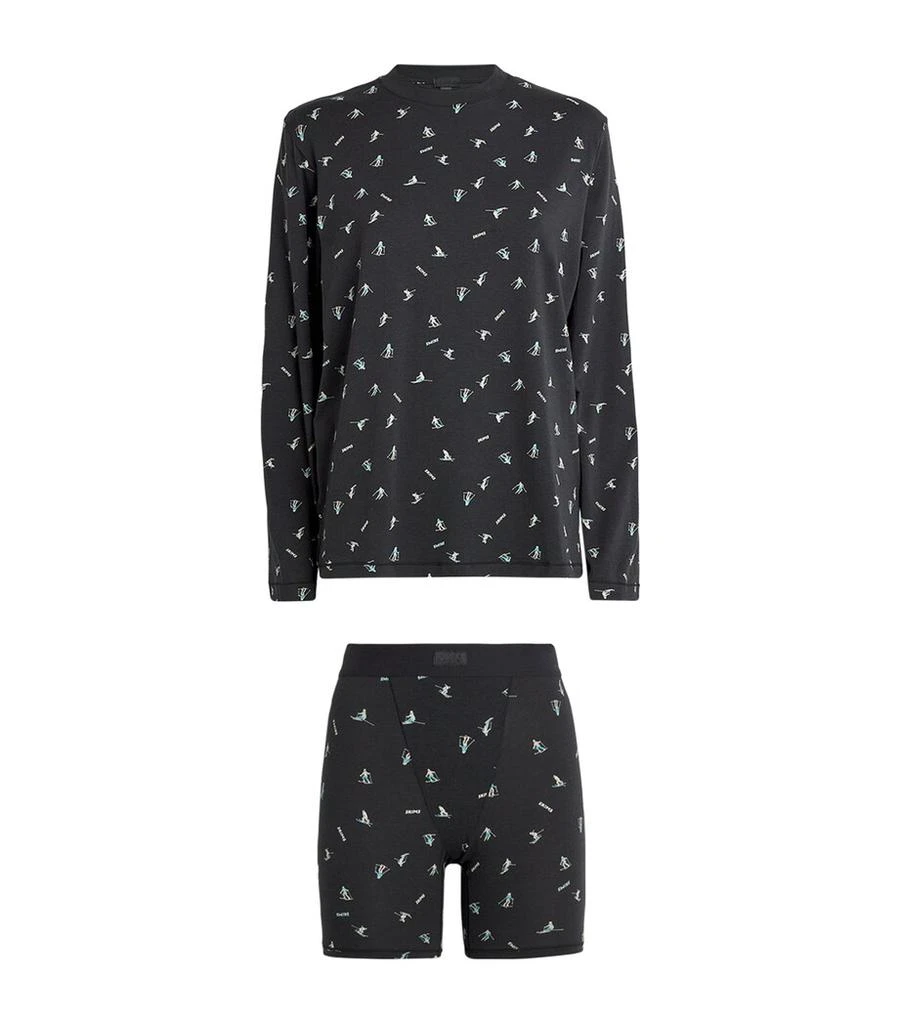 SKIMS Ski Print Boyfriend Long-Sleeve Top & Boxers Set 1