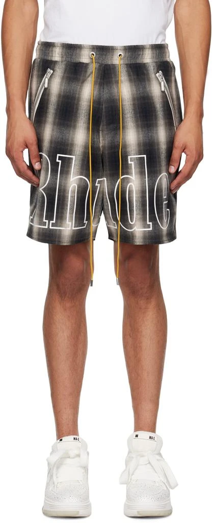 Rhude Gray Plaid Logo Shorts 1