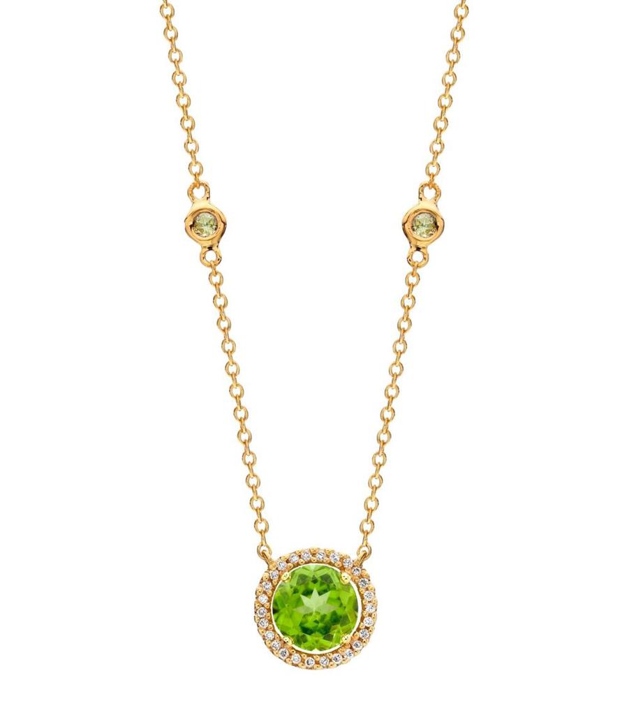 Kiki McDonough Yellow Gold, Round Diamond and Peridot Grace Necklace