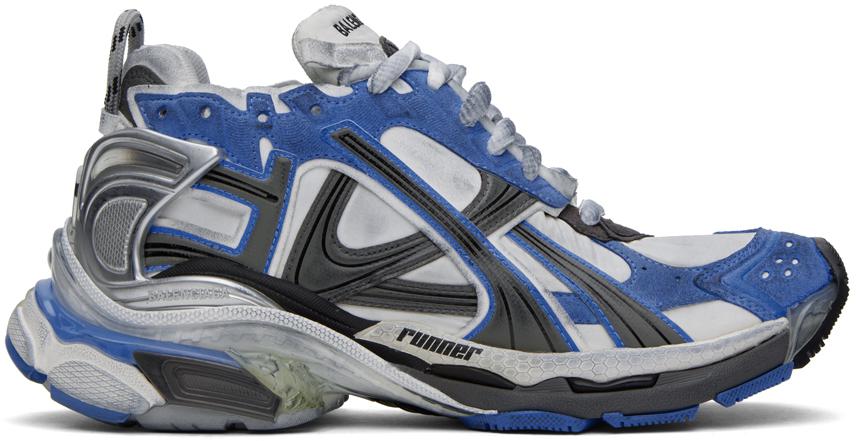 Balenciaga Blue & Gray Runner Sneakers