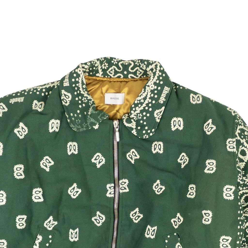 Rhude Forest Green And Creme Cotton Lighting Bomber Jacket 3