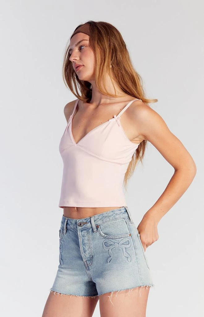 PacSun Bow Embossed High Waisted Denim Festival Shorts 3