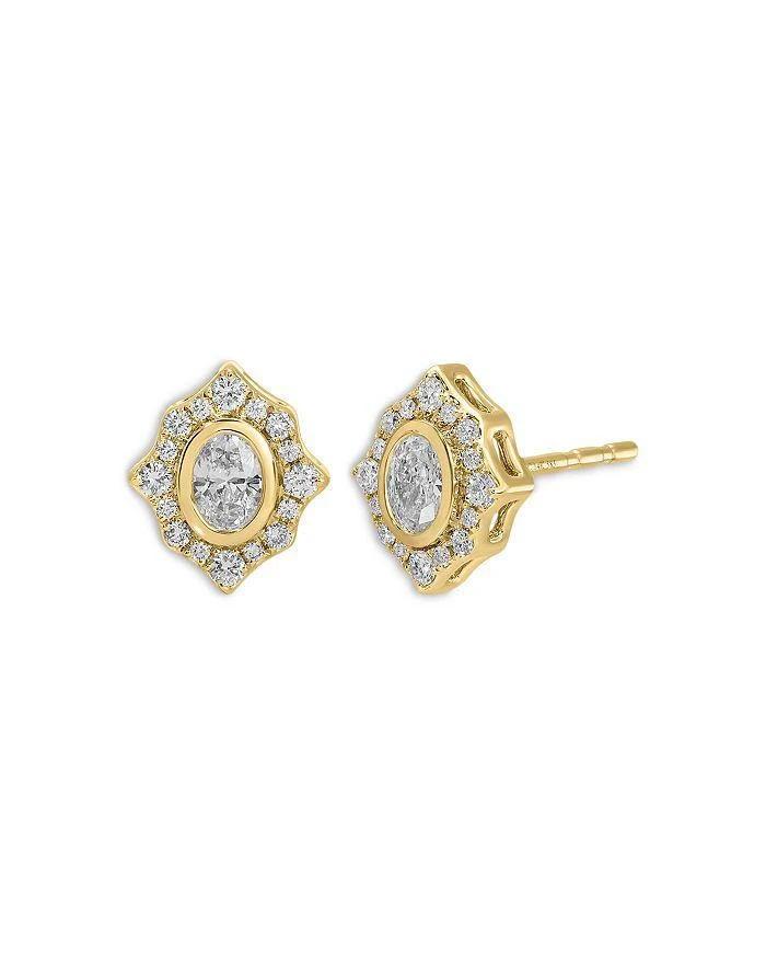 Effy 14K Yellow Gold EF Collection Diamond Oval Halo Stud Earrings