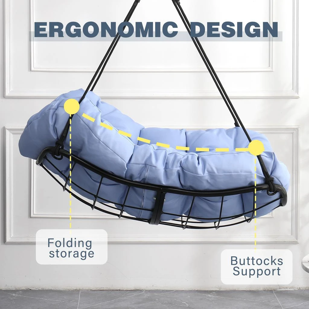 Streamdale Furniture Streamdale Hammock Chair Swing with Cushion - Blue 2