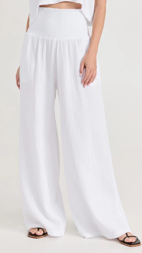 MONROW Gauze Smocked Flare Pants 1