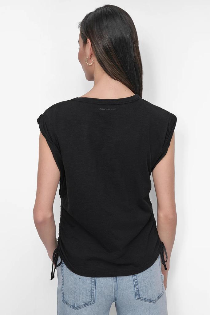 DKNY SIDE TIE RUCHED SLEEVELESS TEE