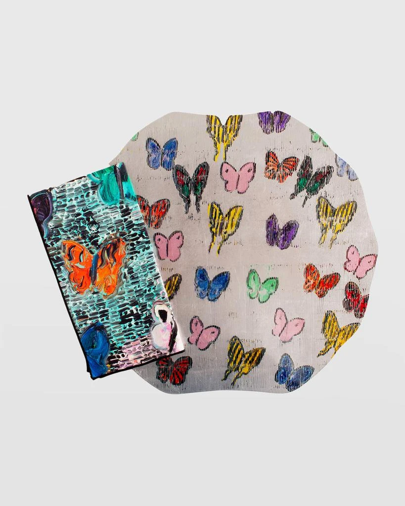 Hunt Slonem Butterflies Around The World Silver Leaf And Lacquer Placemat 2