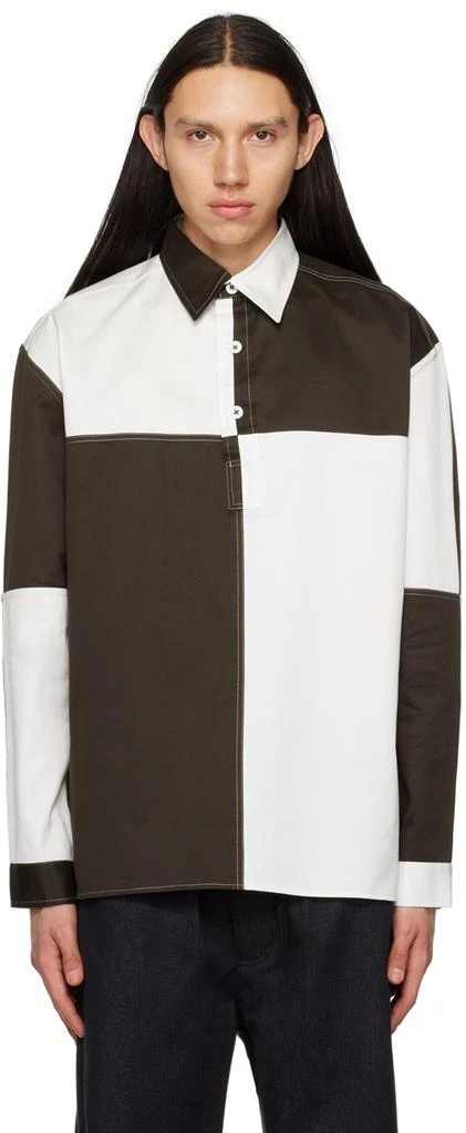 3MAN Brown & White Colorblock Polo 1