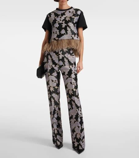 LA DOUBLE J La Scala embroidered feather-trimmed top 2