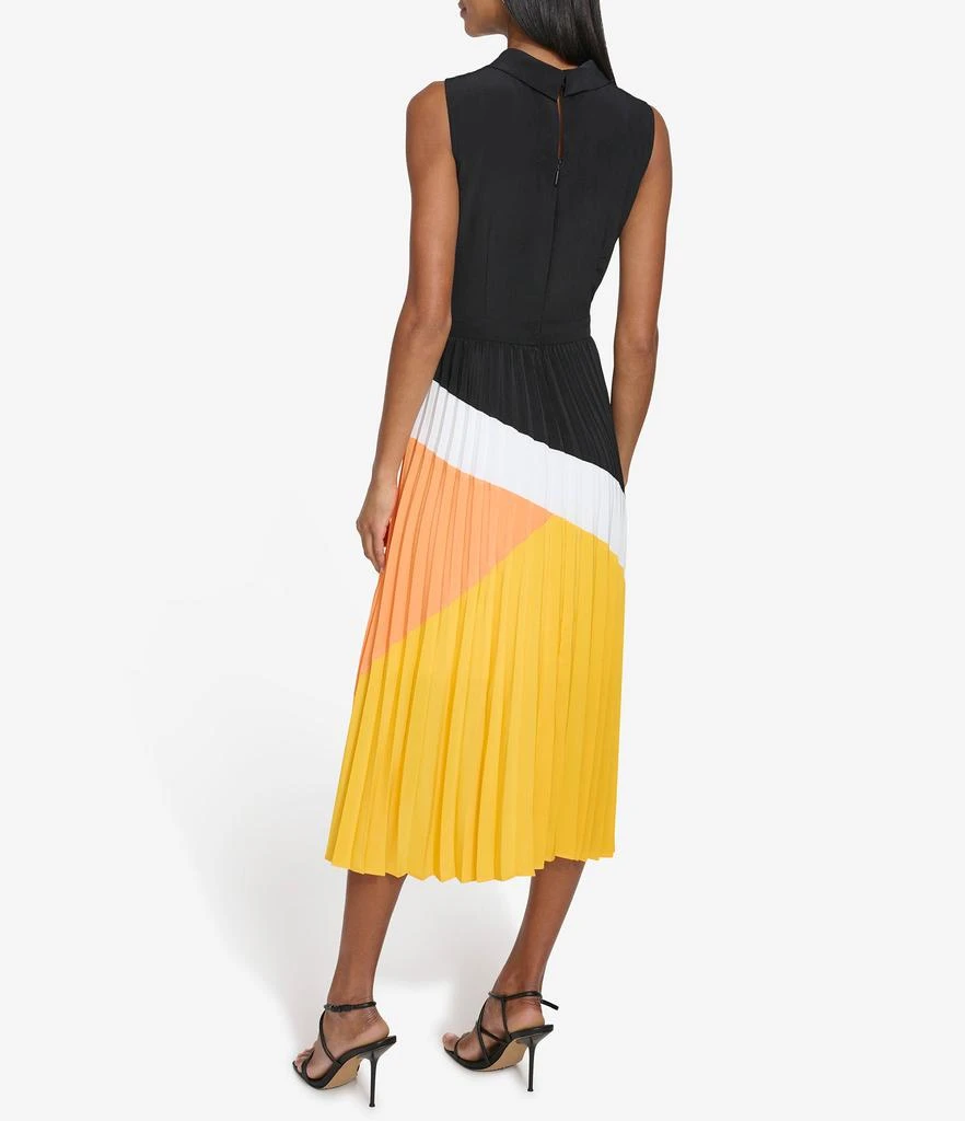 Karl Lagerfeld Paris SILKY CREPE PLEATED COLORBLOCK DRESS 2