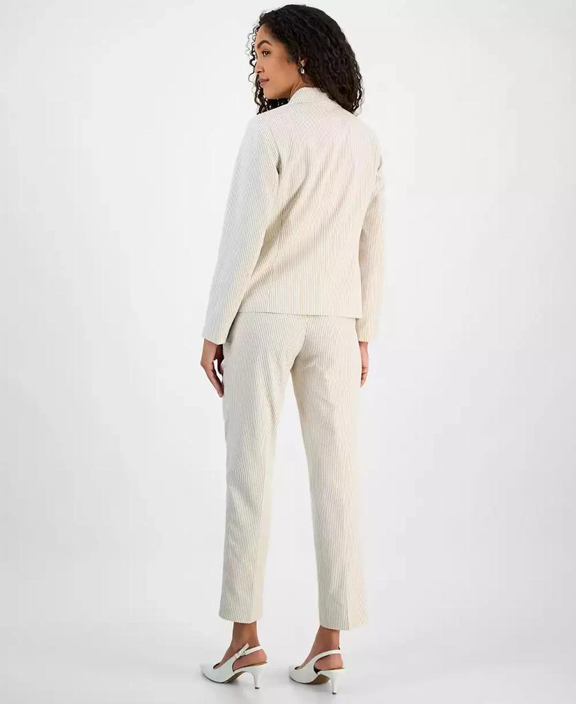 Le Suit Women's Seersucker Two-Button Notch-Collar & Mid-Rise Slim Pants 4
