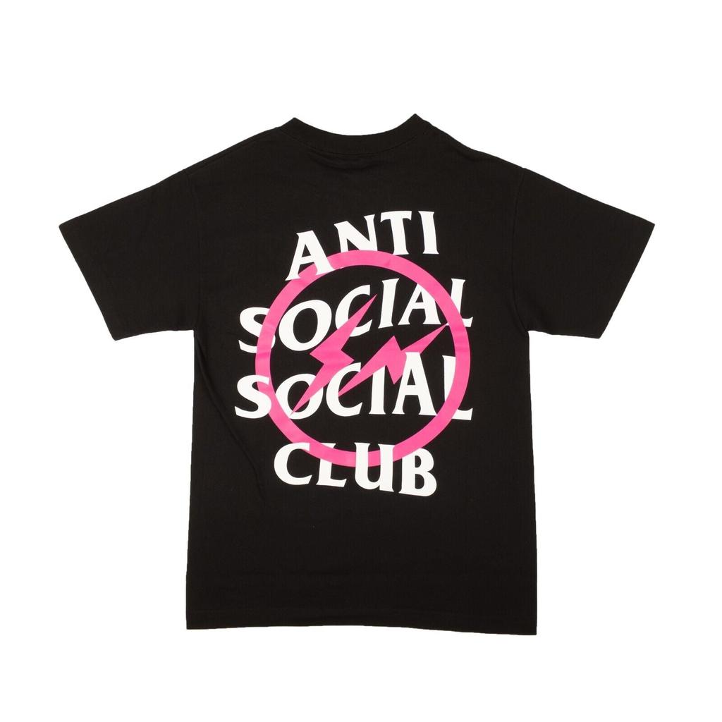 Anti Social Social Club Black And Pink Fragment Bolt T-Shirt