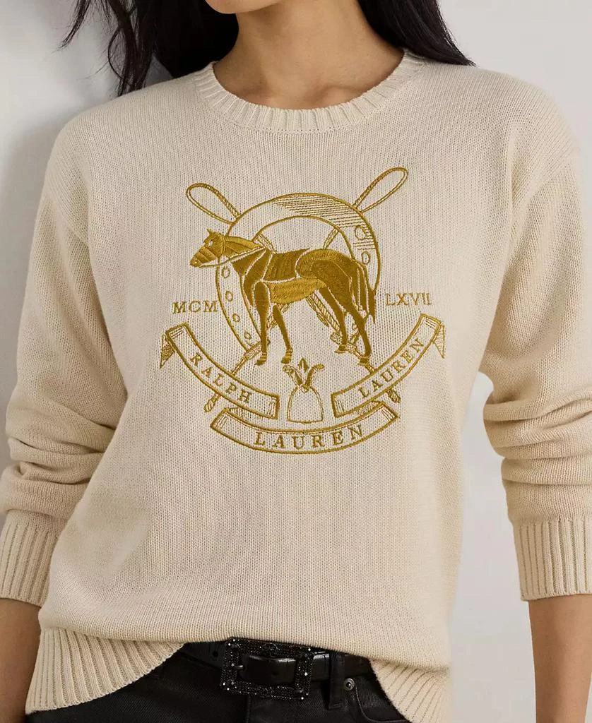 Ralph Lauren Women
s Embroidered Crewneck Knit Sweater 4