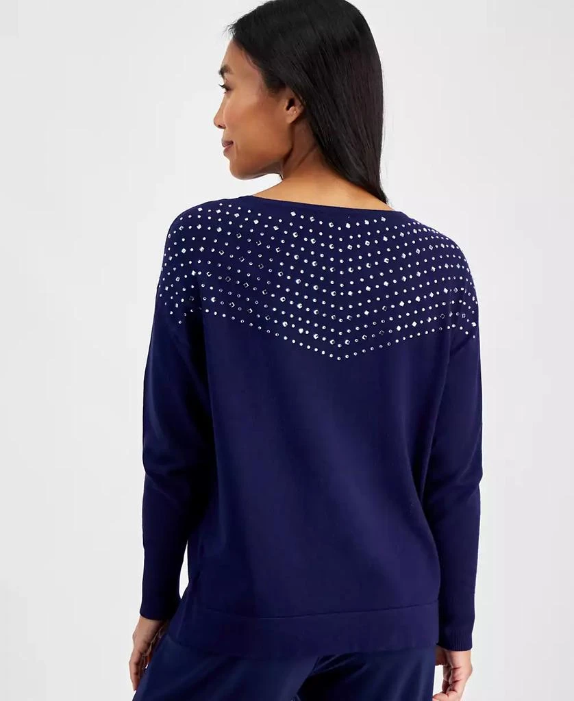 AK Anne Klein Petite Embellished Boat-Neck Sweater 2