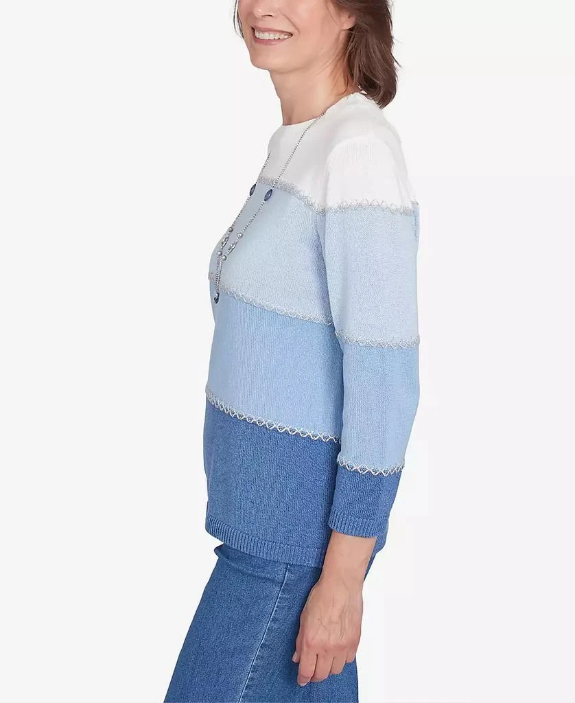 Alfred Dunner Women's Lake Victoria Ombre Colorblock Sweater with Necklace 4