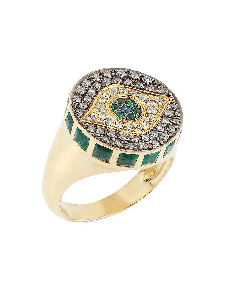 Ileana Makri Evil Eye 18K Yellow Gold & Multi-Stone Dawn Chevalier Ring 1