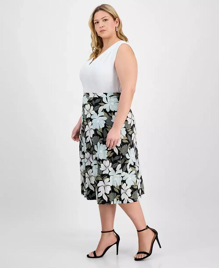 Kasper Plus Size Floral-Print Pull-On Midi Skirt 2