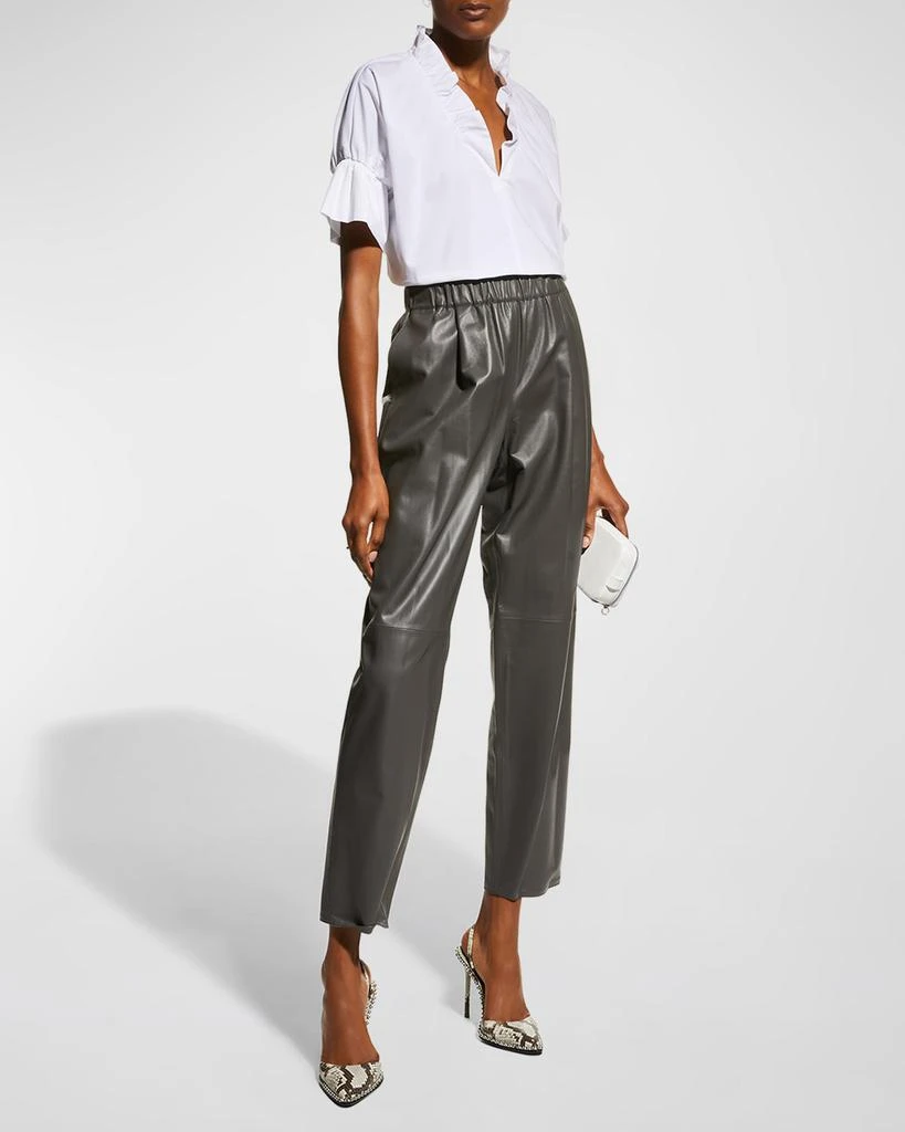 Finley Crosby Flounce Neck & Sleeve Silky Poplin Shirt 2